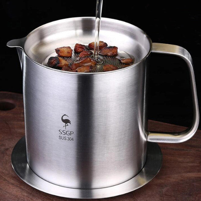1.5Ml 304 Stainless Steel Filter Oil Pot Kitchen Pour Storage Container