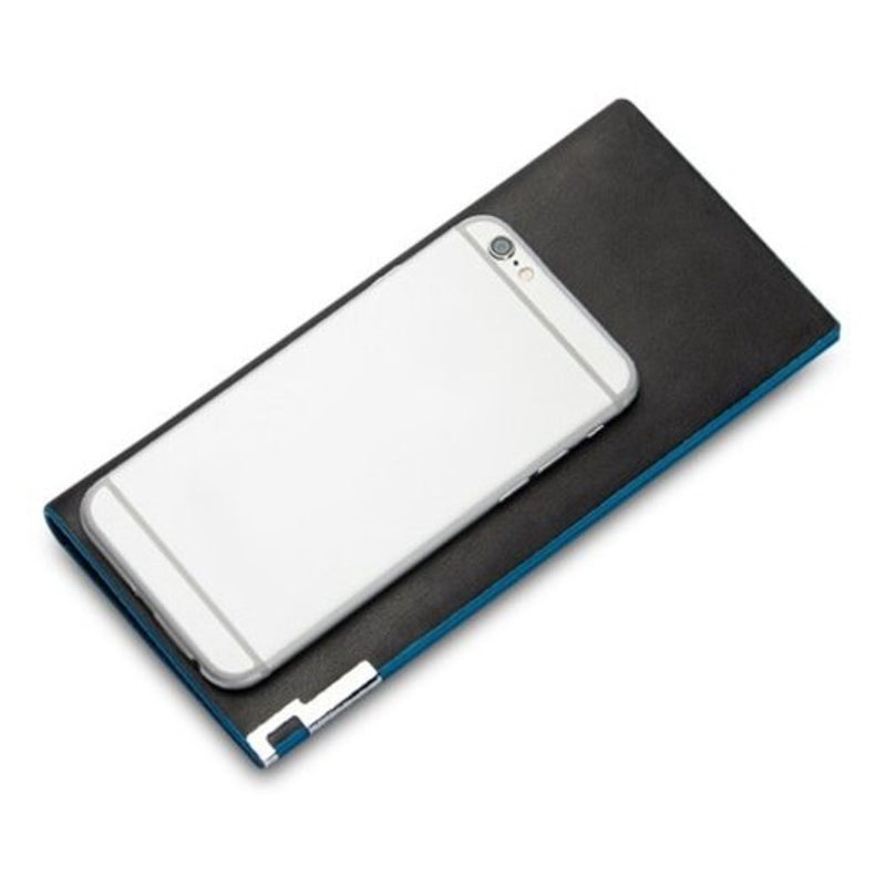 Contrast Color Thin Vertical Two Fold Soft Long Open Wallet For Men Sapphire Blue