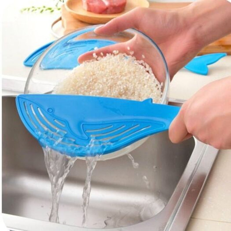 Cooking Tools Kitchen The Whale Shaped Handle Type Water Filter Frame Rice Washer Creative Blue
