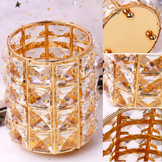 Cosmetic Brush Organizer Box Crystal Makeup Brushes Pen Holder Container