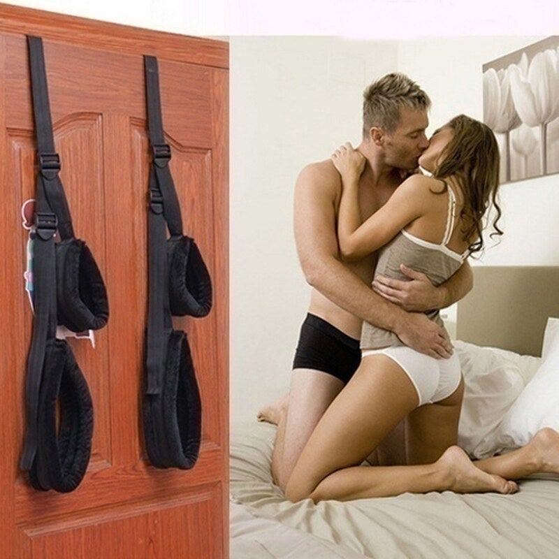 Couple Use Door Swing Arm Leg Bandage Erotic Restraint Strap Yoga Fitness Resistance Bands Hanging Belt Black