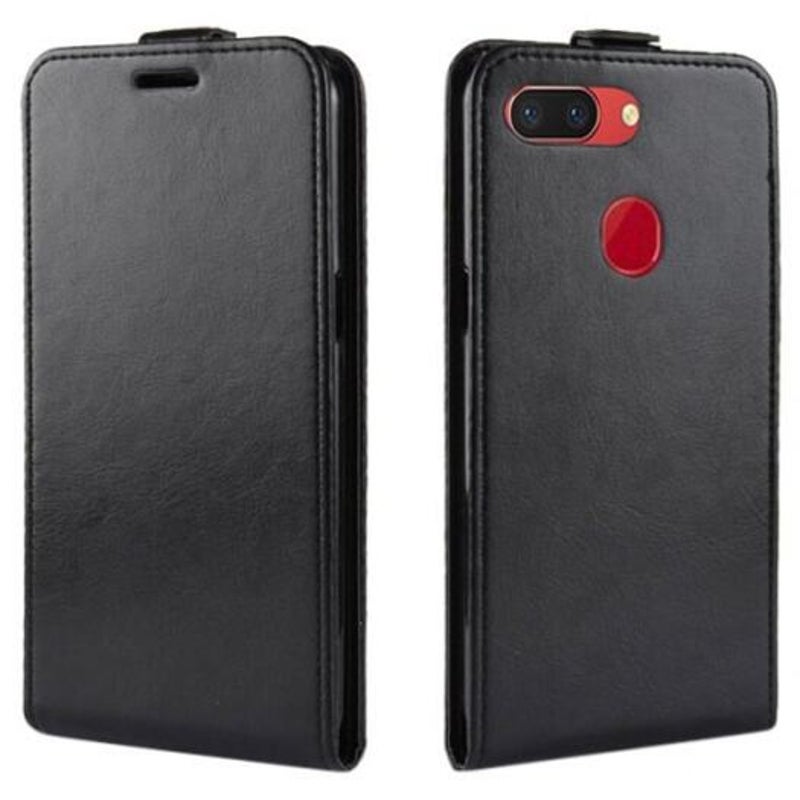 Crazy Horse Mobile Phone Wallet Protective Cover For Oppo R15 Black