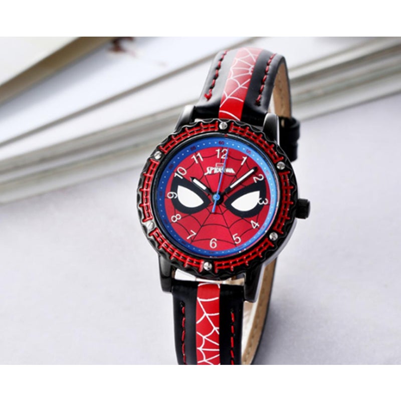 Veile Studios Creative Spiderman Watch Cartoon Character Quartz Luminous Pointer For Children