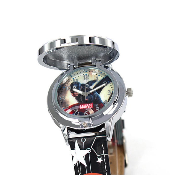 Veile Studios Creative Captain America Shield Watch Flip Quartz Boy Child 3