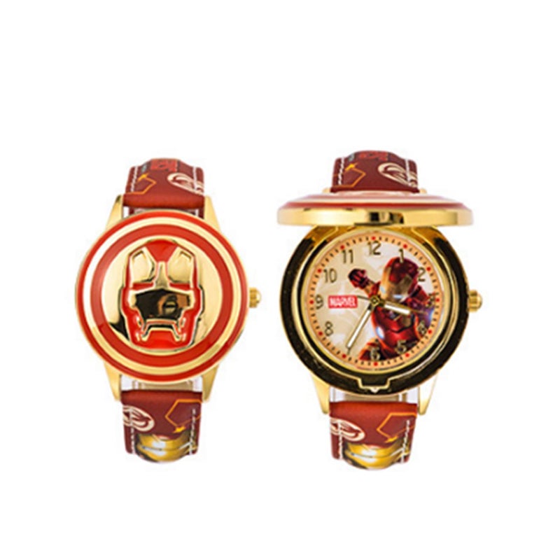 Veile Studios Creative Iron Man Marvel Avengers Stark Watch Flip Quartz Boy Child