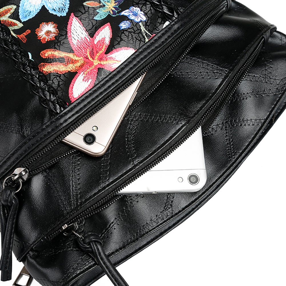 Creative Design Women Pu Leather Shoulder Pouch Mommy Flower Print Daily Multi Functional Crossbody Shopping Bags