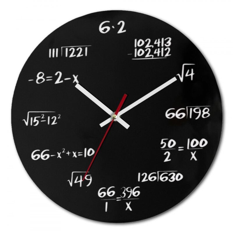 Creative Math Clock Mathematics Formula Wall Silent Home Office Decoration Black