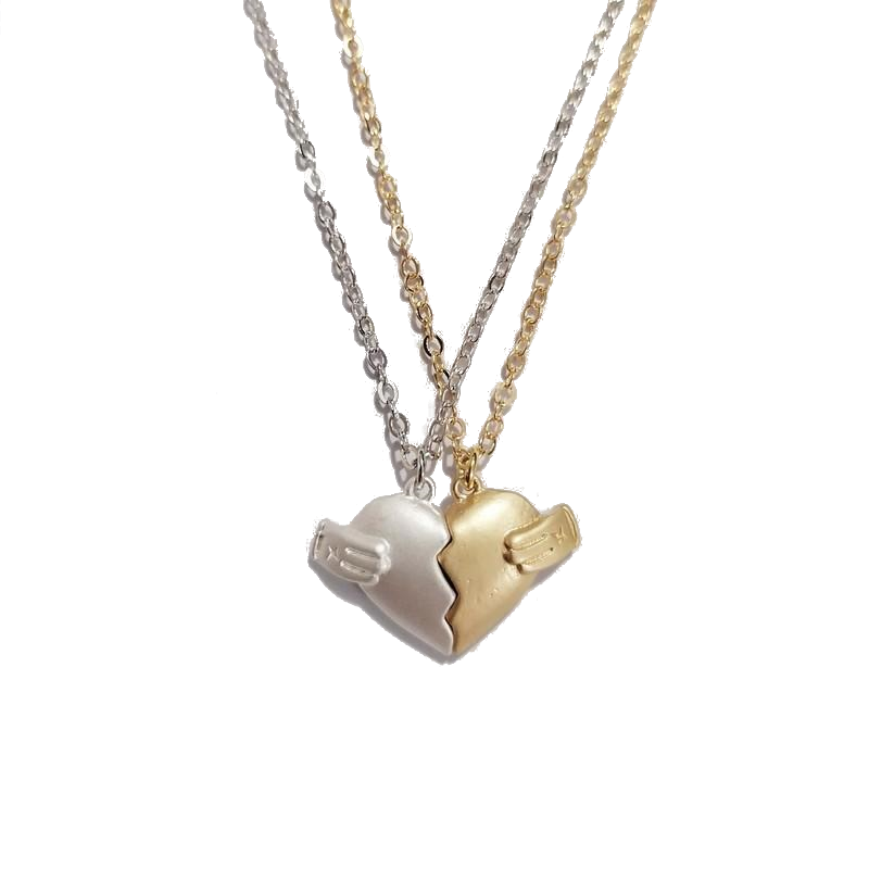 Creative Magnet Love Necklace 2Pcs Heart-Broken Shape Men And Women Personalized Jewelry For Valentine's Day
