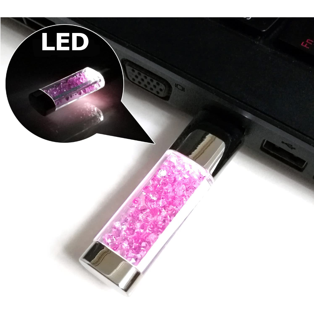 Crystal Diamond Usb 2.0 Metal Flash Drive 32Gb Led Light Memory Stick Pendrive