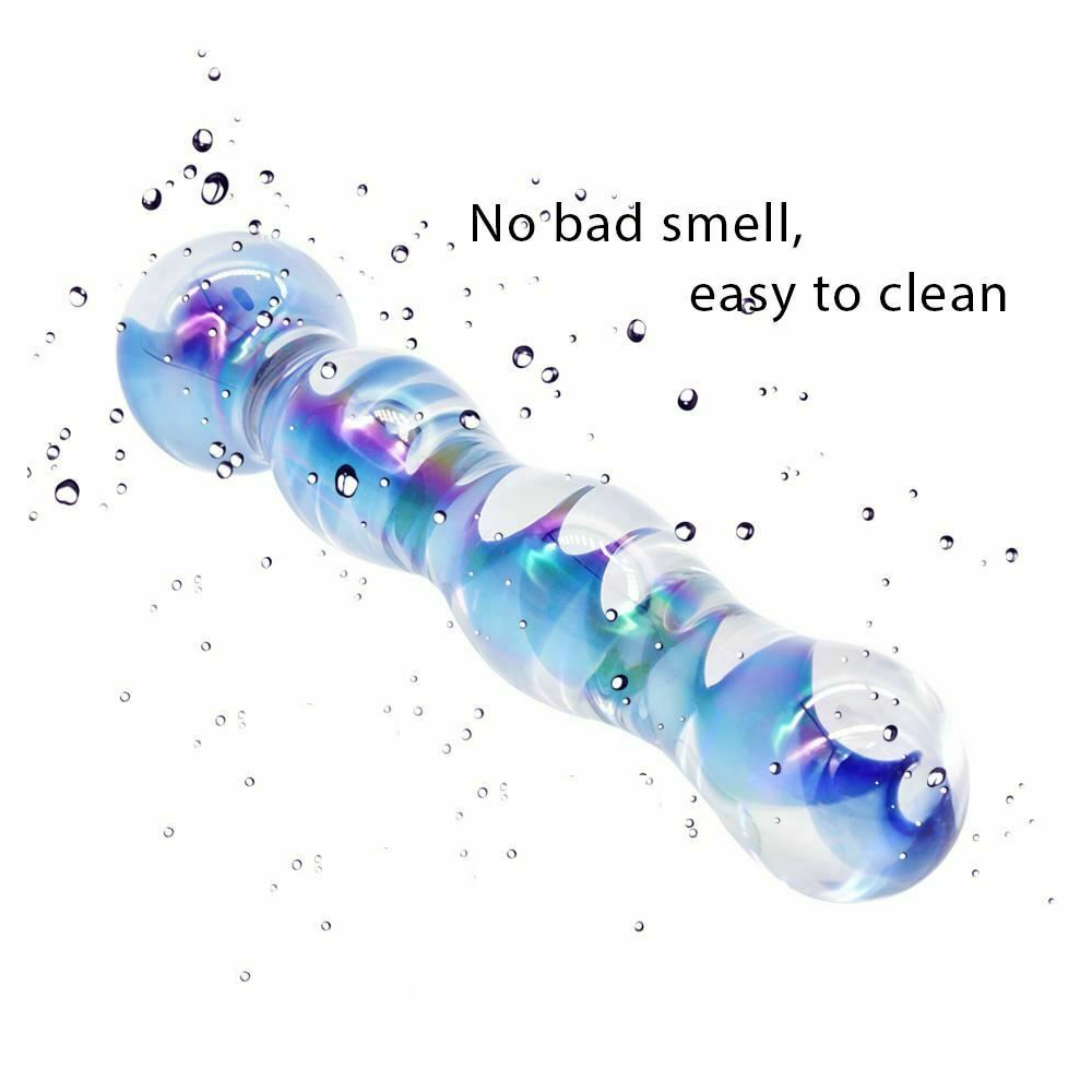 Crystal Glass Dildo Long Butt Plug Waterproof Colourful Anal Beads