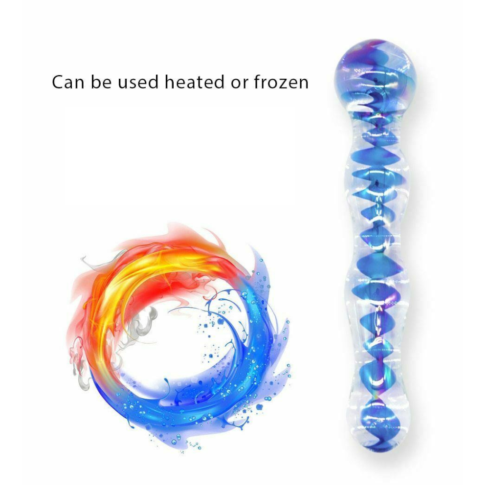 Crystal Glass Dildo Long Butt Plug Waterproof Colourful Anal Beads