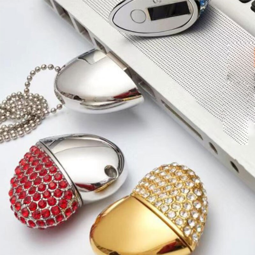 Crystal Heart Usb Flash Drive Mini Pendrive 2.0 64Gb Necklace Memory Stick