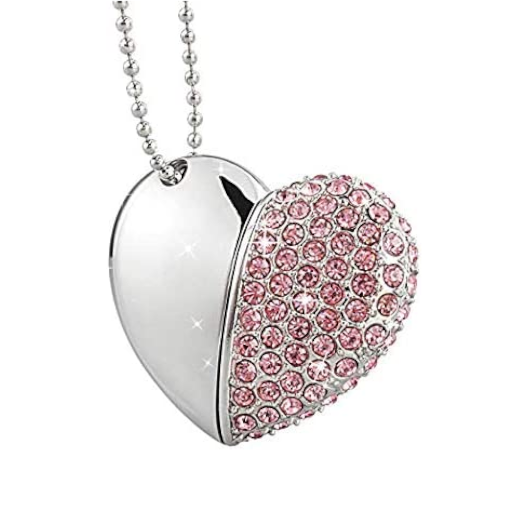 Crystal Heart Usb Flash Drive Mini Pendrive 2.0 64Gb Necklace Memory Stick