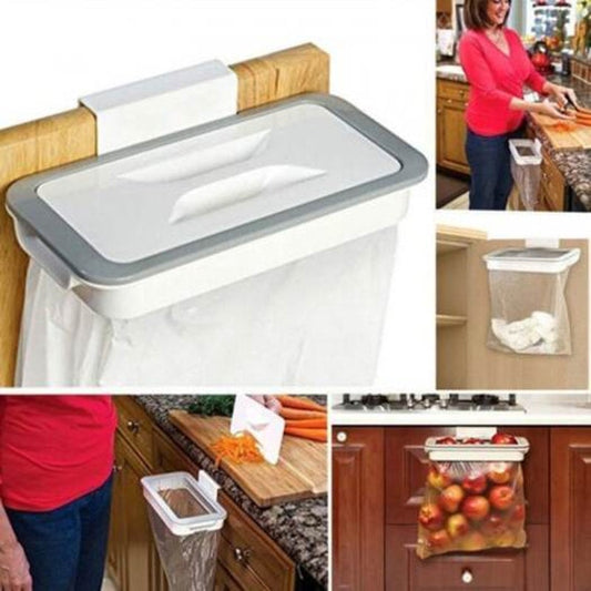 Cupboard Door Back Hanging Trash Rack Kitchen Garbage Rubbish Bag Cabinet Shelf White