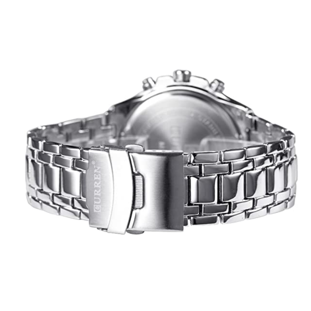 8023 Men's Fashion Simple Stainless Steel Strap Quartz Watch Red