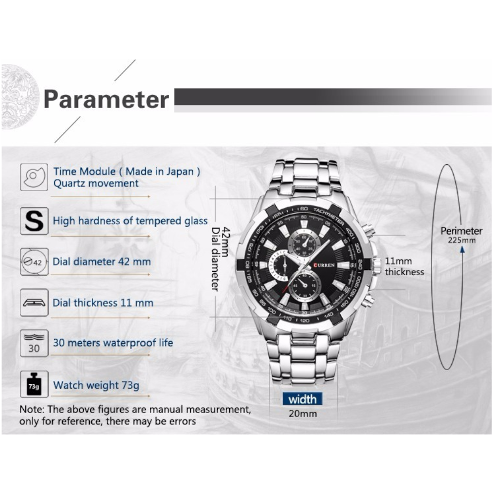 8023 Men's Fashion Simple Stainless Steel Strap Quartz Watch Red