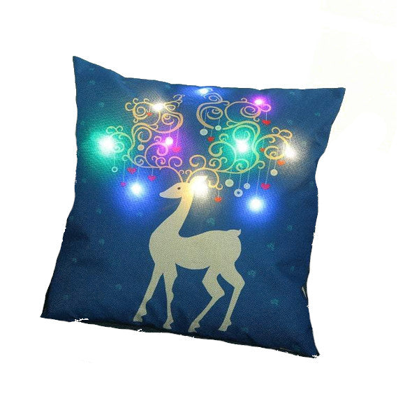Christmas Led Lights Linen Cushion Covers Bed Sofa Decor