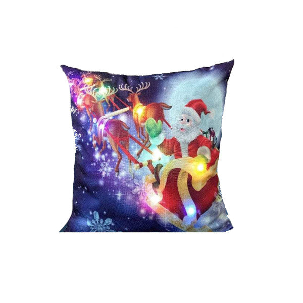 Christmas Led Lights Linen Cushion Covers Bed Sofa Decor