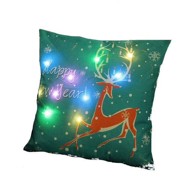 Christmas Led Lights Linen Cushion Covers Bed Sofa Decor