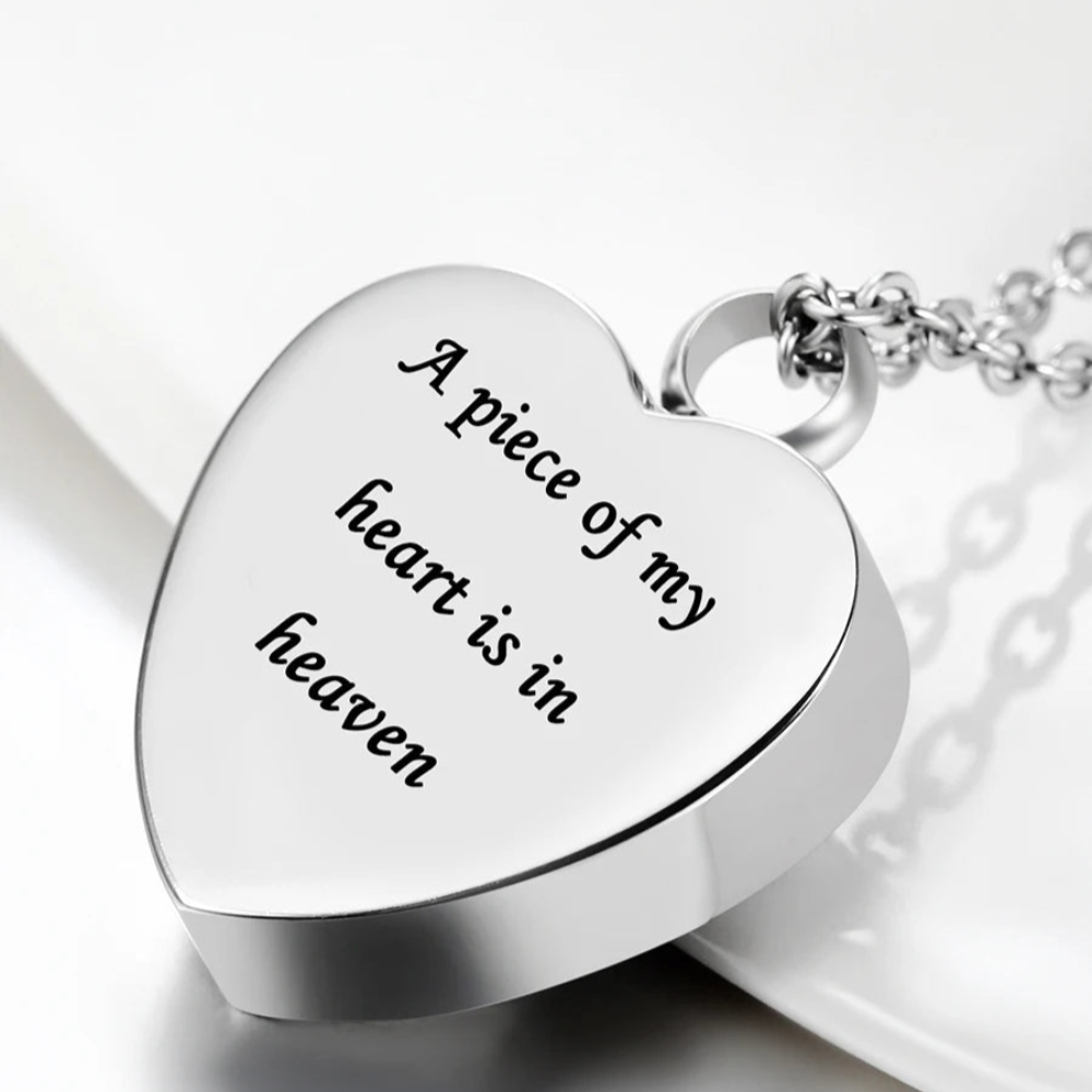 Custom Stainless Steel Cremation Ash Jewelry Heart Urn Necklace Pendant Funnel Fill Kit