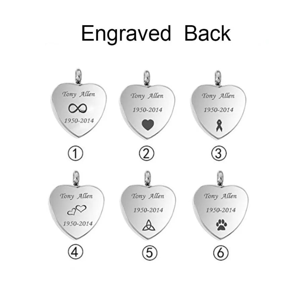 Custom Stainless Steel Cremation Ash Jewelry Heart Urn Necklace Pendant Funnel Fill Kit