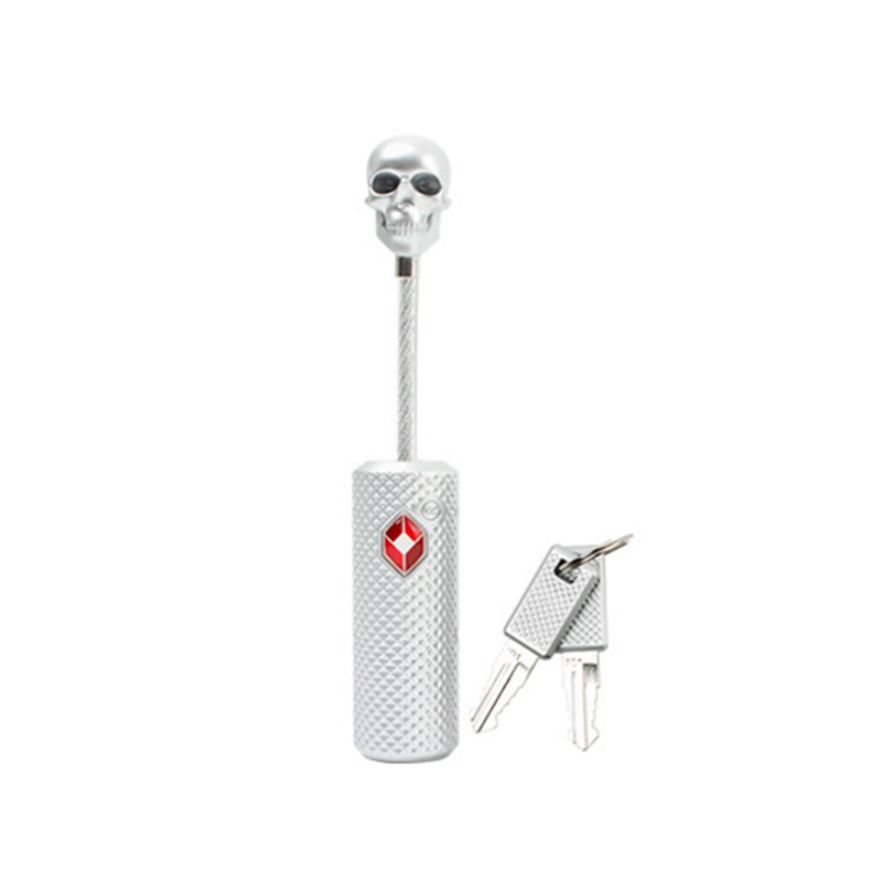 Customs Thicken Wire Rope Luggage Lock Skull Head Code Padlock Silver