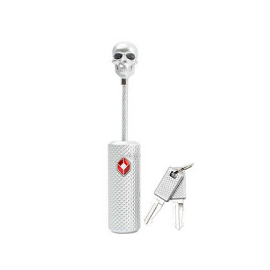 Customs Thicken Wire Rope Luggage Lock Skull Head Code Padlock Silver