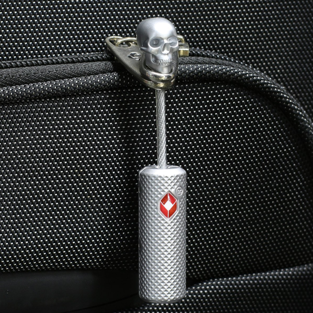 Customs Thicken Wire Rope Luggage Lock Skull Head Code Padlock Silver