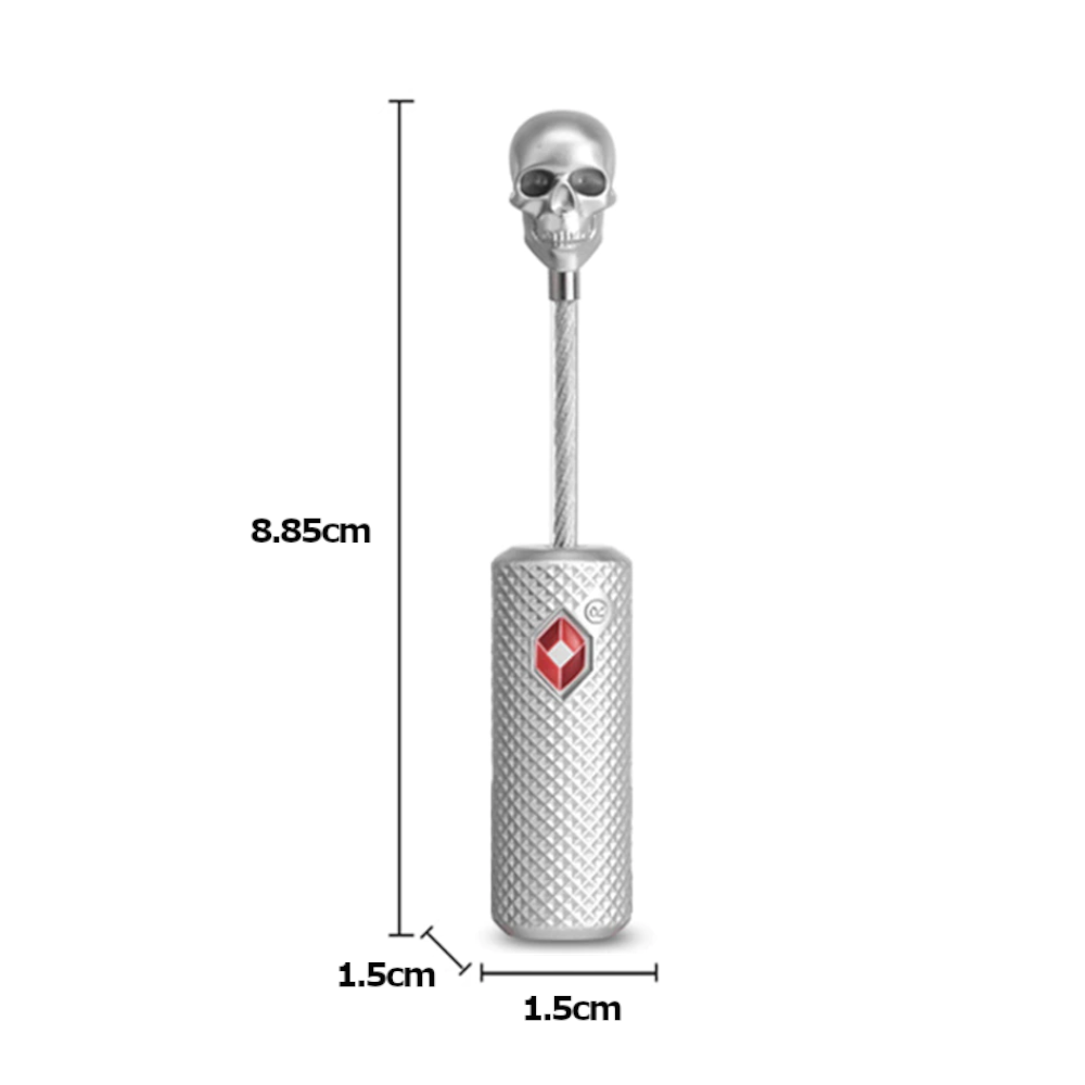 Customs Thicken Wire Rope Luggage Lock Skull Head Code Padlock Silver