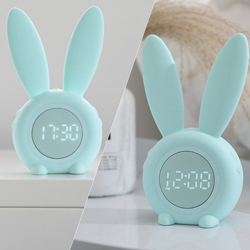 Cute Bunny Ear Led Digital Alarm Clock With Sound Control Night Light Lamp Usb Electronic Clocks Desk Decoration