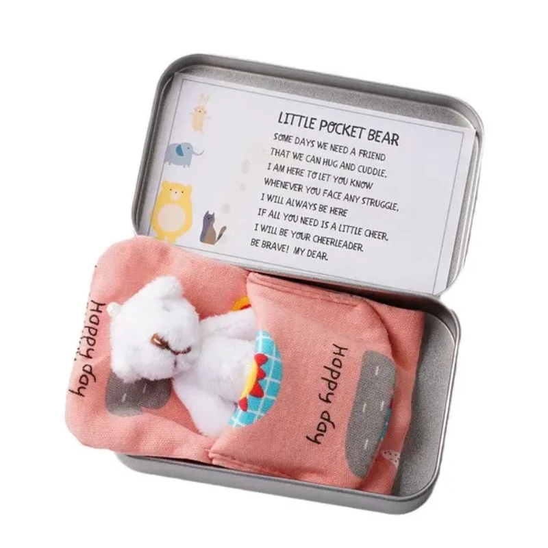 Cute Little Bear Hug Plush Soft Toys Velvet Dolls Gifts Mini Teddy In Bed