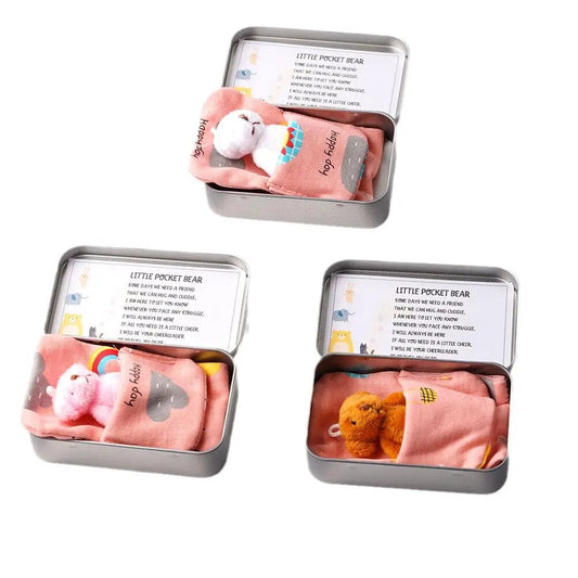 Cute Little Bear Hug Plush Soft Toys Velvet Dolls Gifts Mini Teddy In Bed