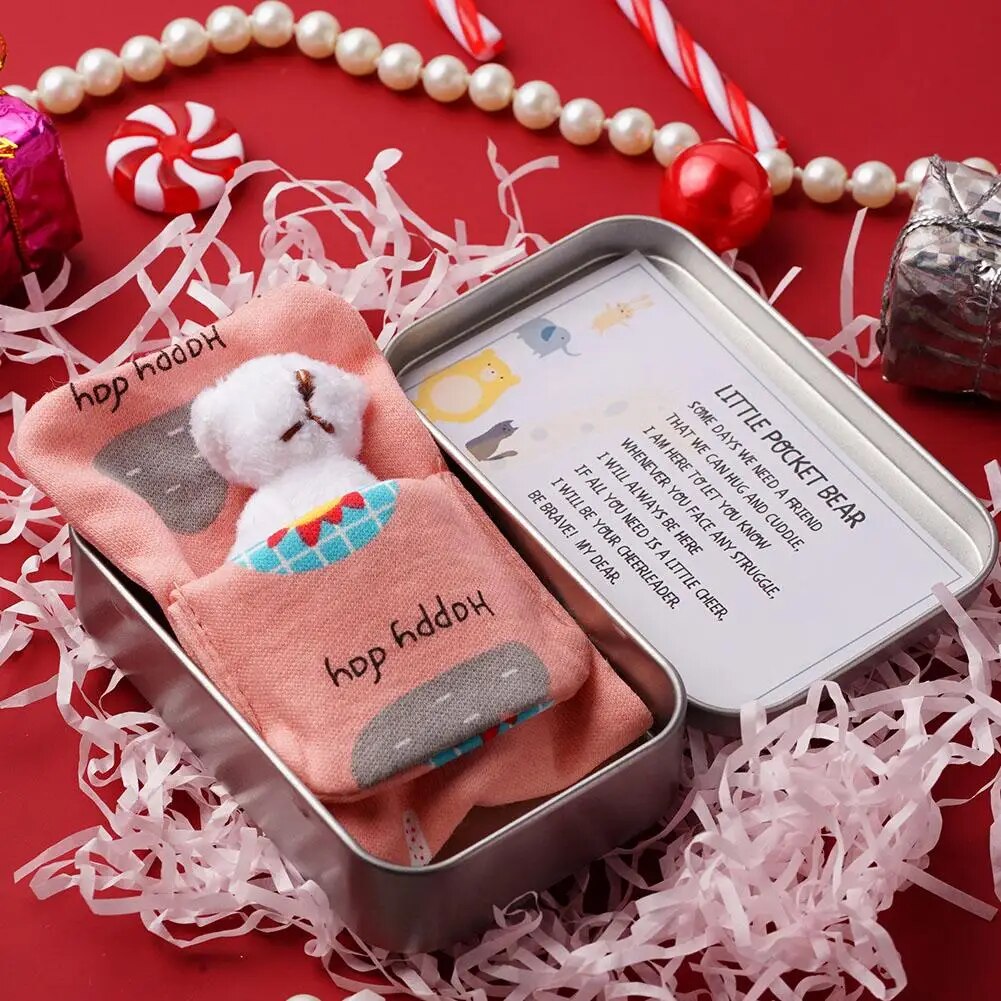 Cute Little Bear Hug Plush Soft Toys Velvet Dolls Gifts Mini Teddy In Bed