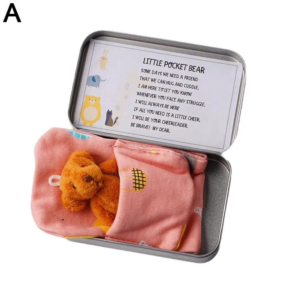 Cute Little Bear Hug Plush Soft Toys Velvet Dolls Gifts Mini Teddy In Bed