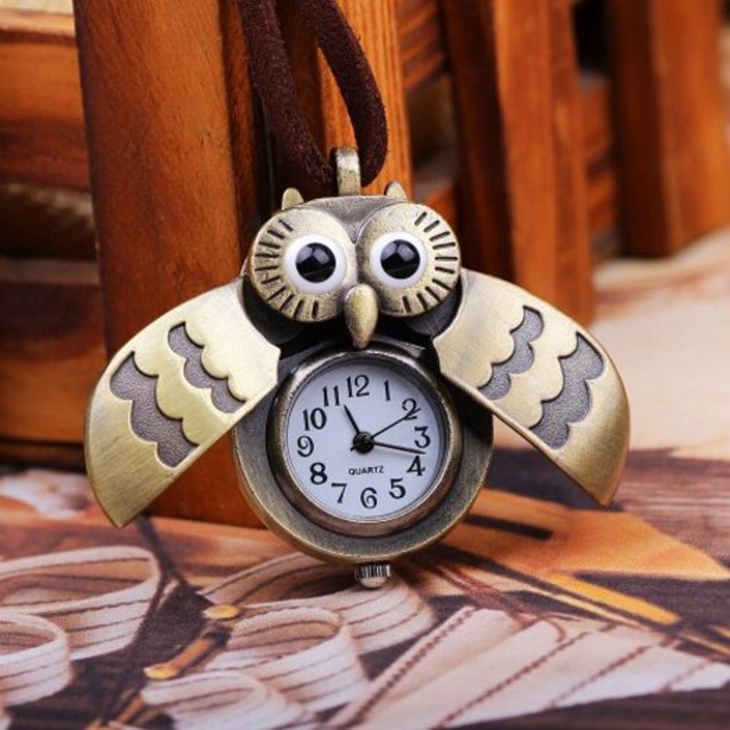 Cute Owl Pocket Watch Copper Color