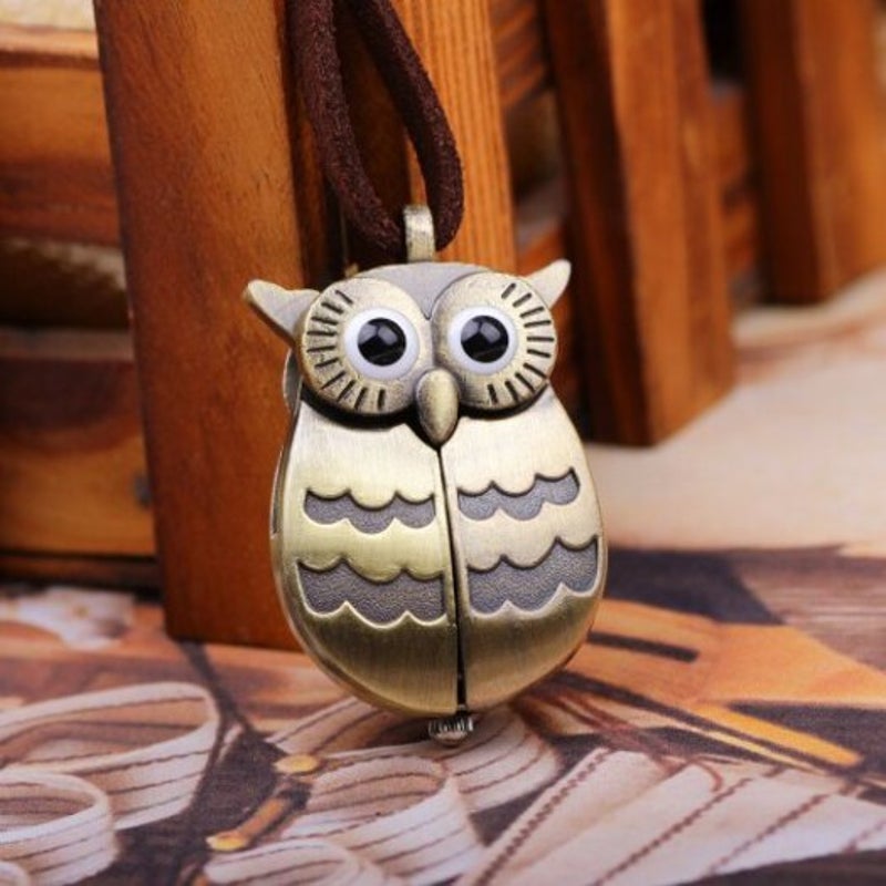 Cute Owl Pocket Watch Copper Color
