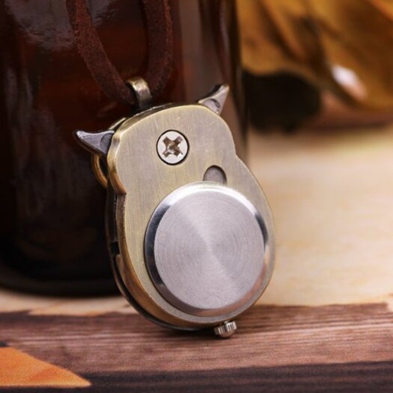 Cute Owl Pocket Watch Copper Color