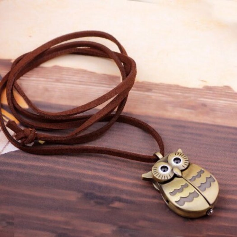 Cute Owl Pocket Watch Copper Color