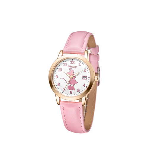 Veile Studios Cute Belt Girls Watch Mickey Minnie Calendar Fashion Trend Quartz Waterproof