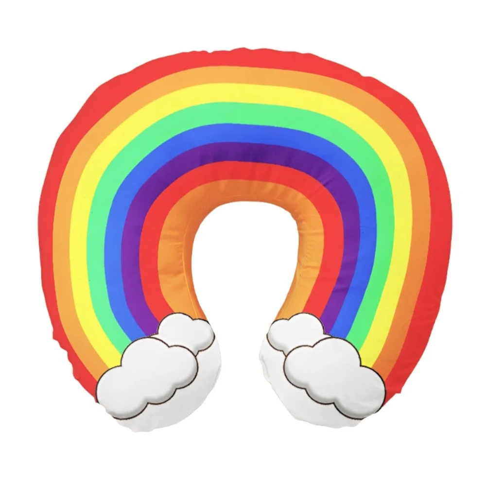 Cute Cartoon Ins Style Travel Neck Pillow U-Shaped Panda Rainbow Cloud Fruit Inflatable Cushion For Kids Adults Family F