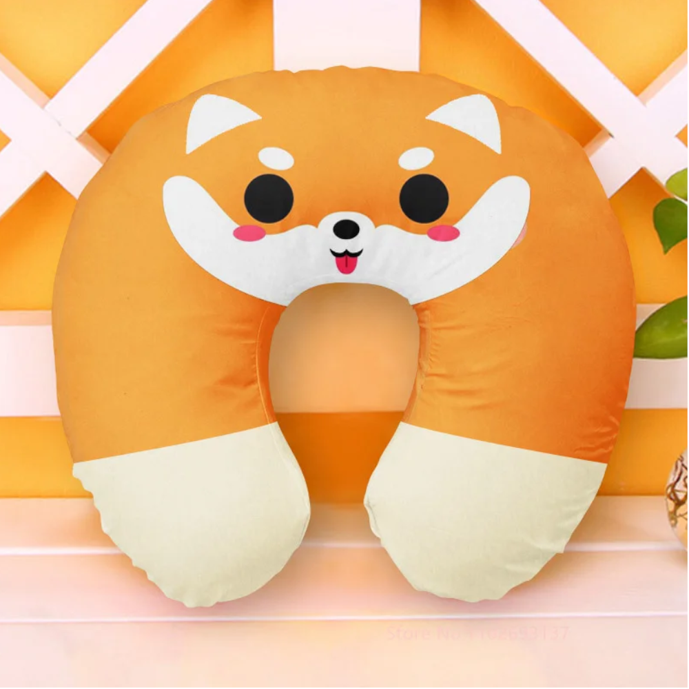 Cute Cartoon Ins Style Travel Neck Pillow U-Shaped Panda Rainbow Cloud Fruit Inflatable Cushion For Kids Adults Family F