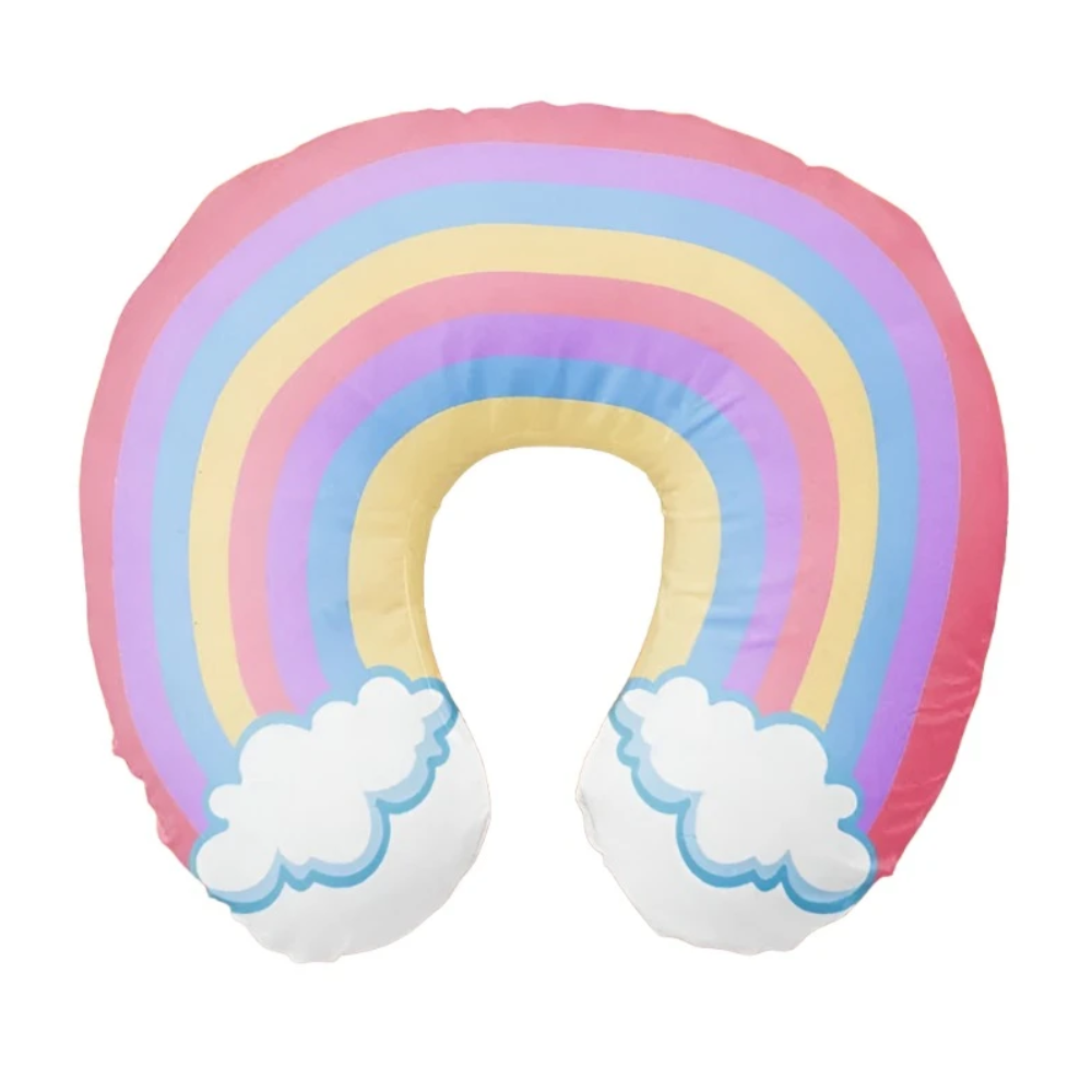 Cute Cartoon Ins Style Travel Neck Pillow U-Shaped Panda Rainbow Cloud Fruit Inflatable Cushion For Kids Adults Family F