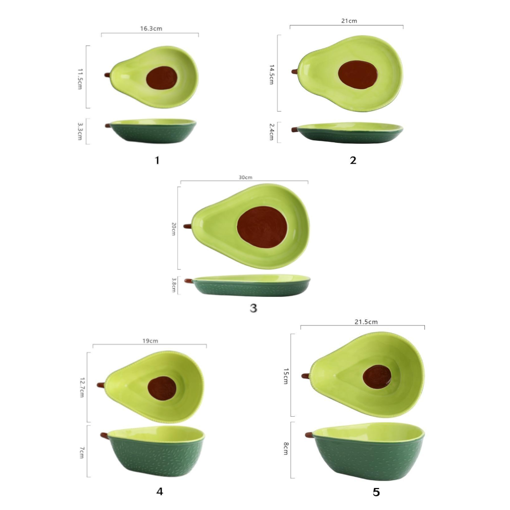 Cute Ceramic Avocado Shape Fruit Dessert Dish Bowl