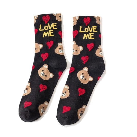 Cute Animal Love Me Socks Cartoon Print Design For Women