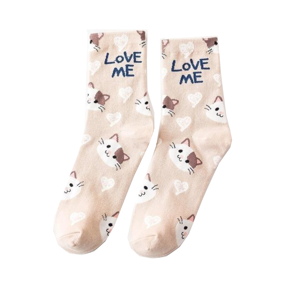 Cute Animal Love Me Socks Cartoon Print Design For Women