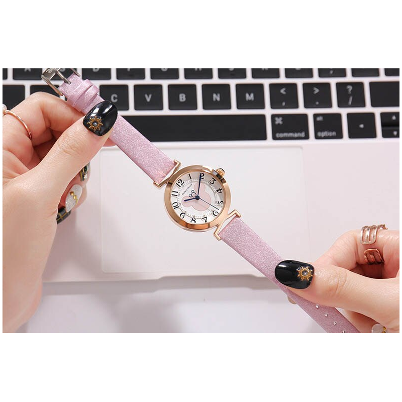Veile Studios Creative Belt Girl Watch Fashion Simple Cute Mickey Quartz Leather Strap Ladies