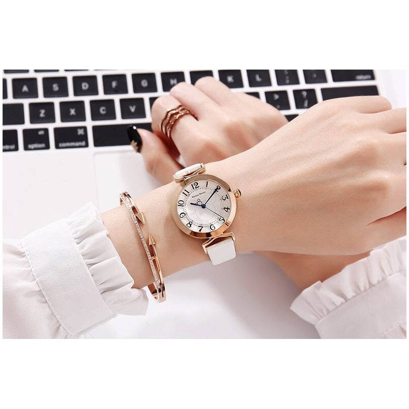 Veile Studios Creative Belt Girl Watch Fashion Simple Cute Mickey Quartz Leather Strap Ladies