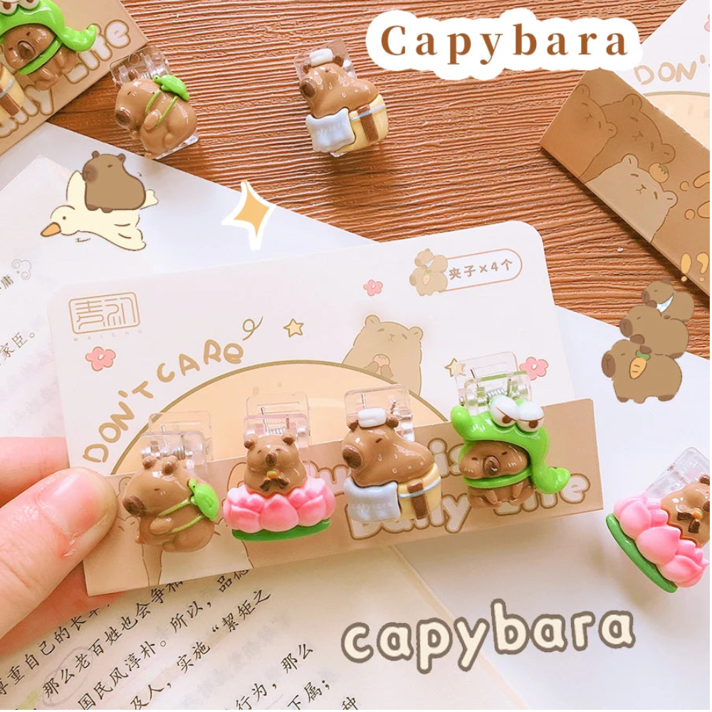 Cute Paper Clip Creative Lovely Capybara Scrapbook Journal Student Stationery Acrylic Office Binding Photo