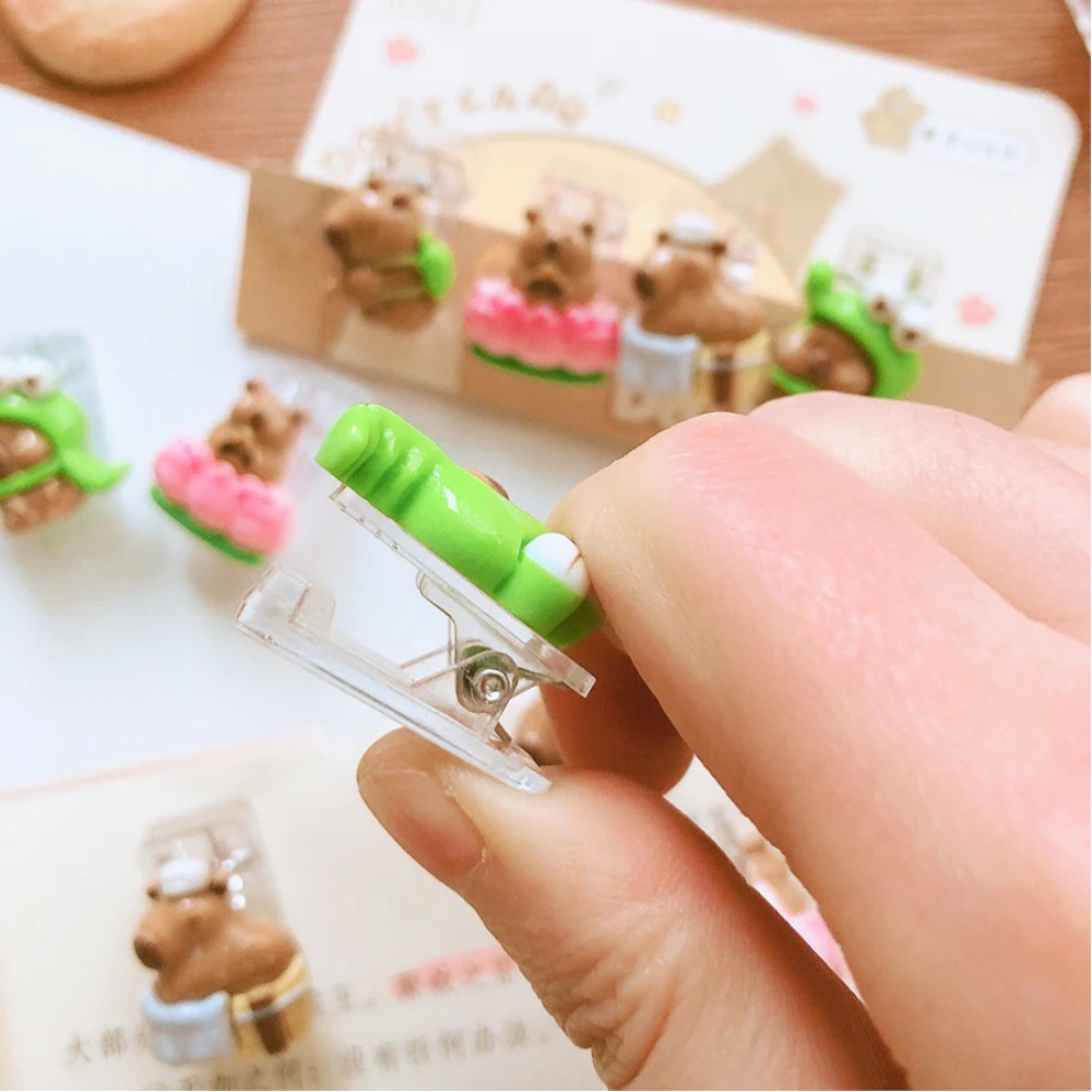 Cute Paper Clip Creative Lovely Capybara Scrapbook Journal Student Stationery Acrylic Office Binding Photo