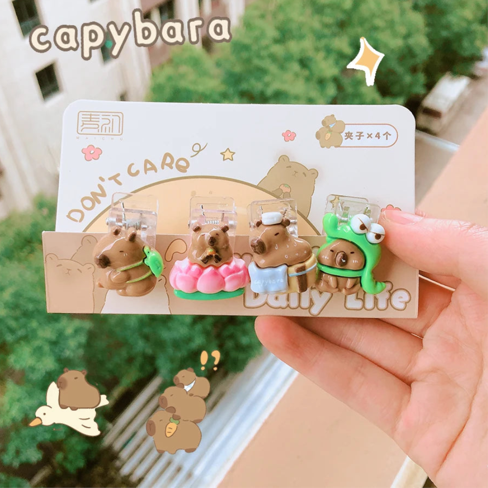 Cute Paper Clip Creative Lovely Capybara Scrapbook Journal Student Stationery Acrylic Office Binding Photo